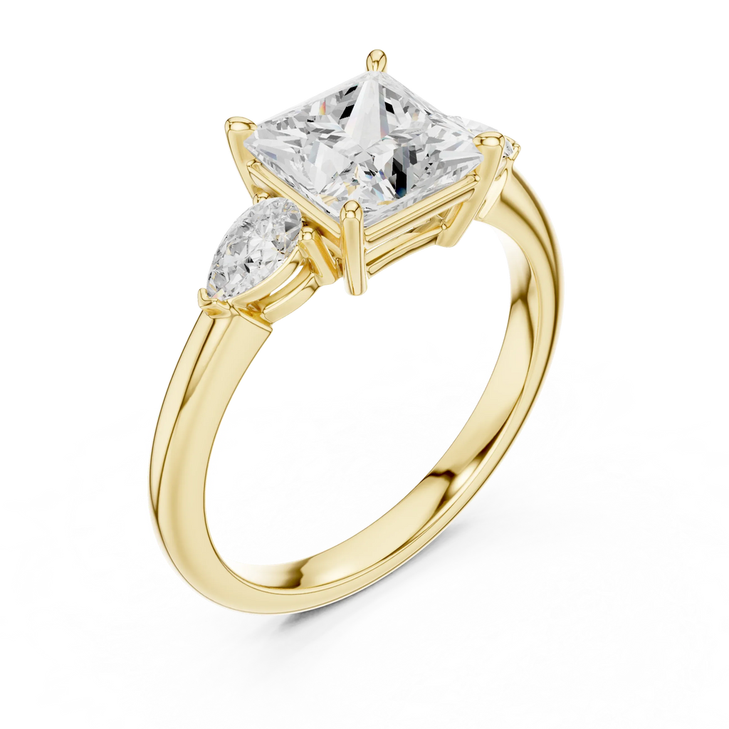 Princess Cut 2.50 CT Diamond Three Stone Wedding Ring VVS1 D Color