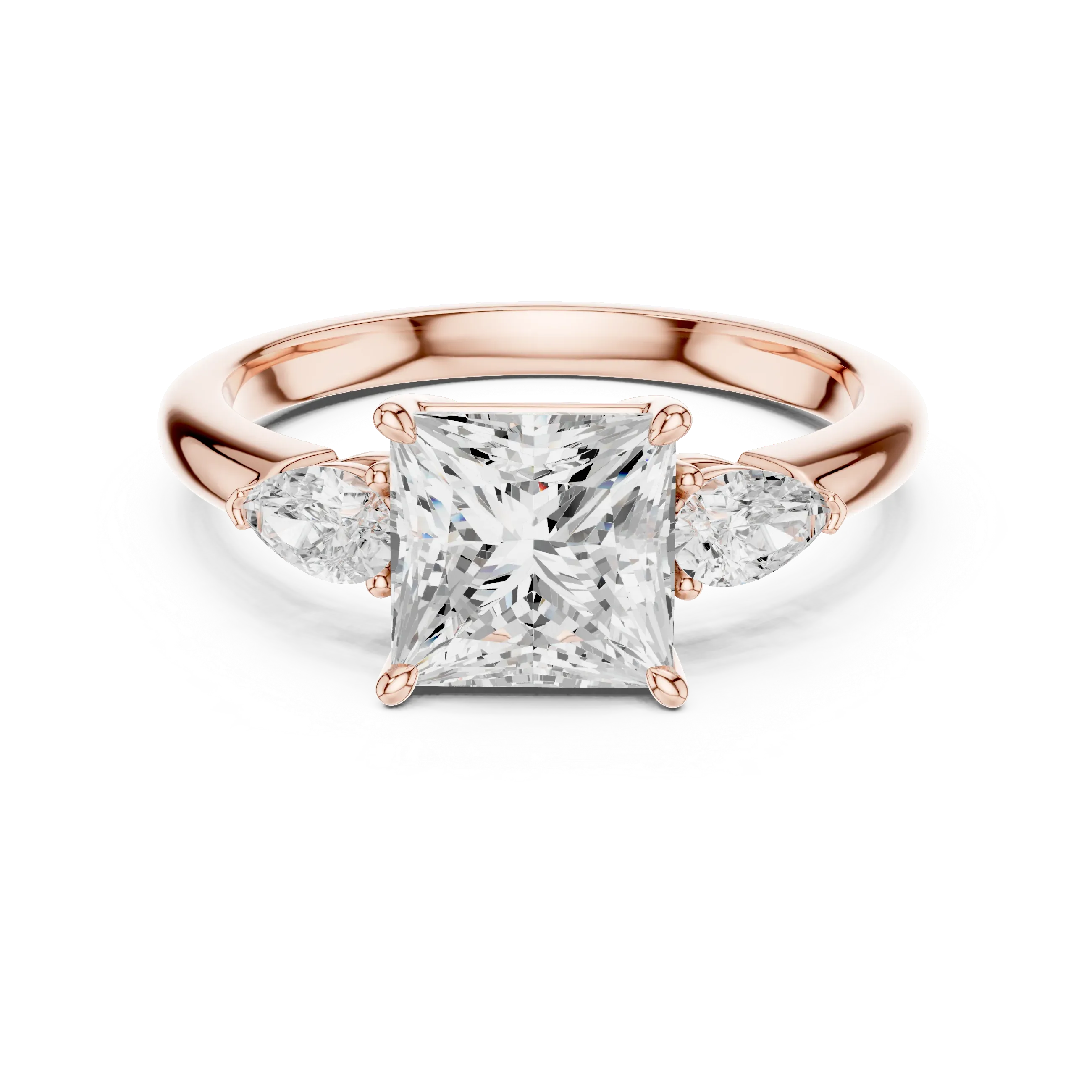 Princess Cut 2.50 CT Diamond Three Stone Wedding Ring VVS1 D Color