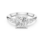 Princess Cut 2.50 CT Diamond Three Stone Wedding Ring VVS1 D Color