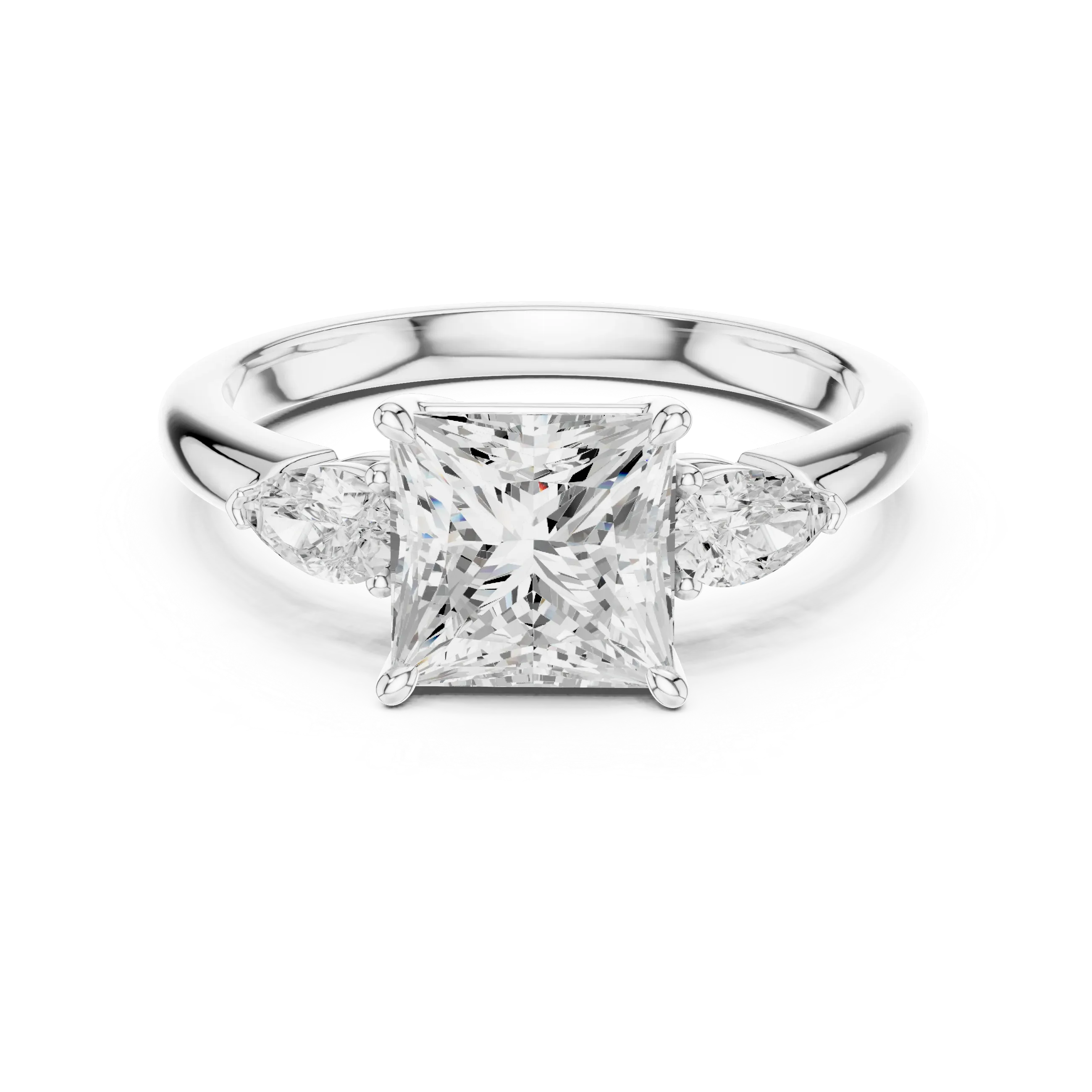 Princess Cut 2.50 CT Diamond Three Stone Wedding Ring VVS1 D Color
