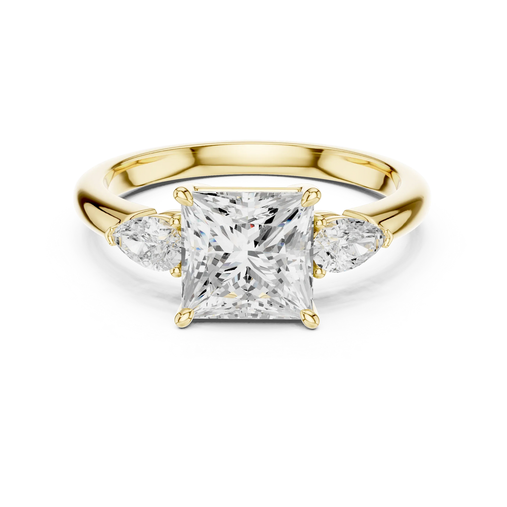 Princess Cut 2.50 CT Diamond Three Stone Wedding Ring VVS1 D Color