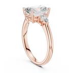Radient Cut 2.50 CT Diamond Three Stone Wedding Ring VVS1 D Color