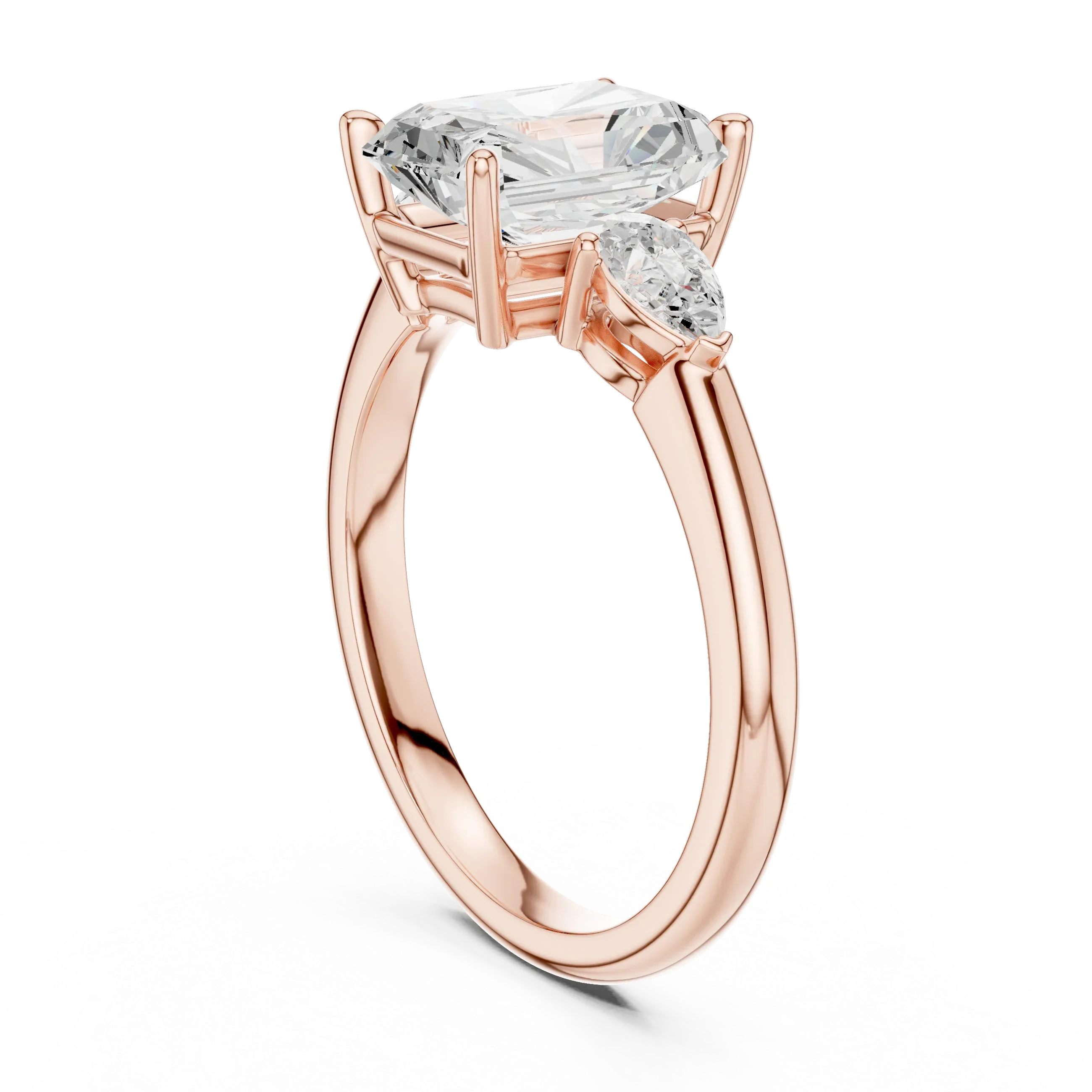 Radient Cut 2.50 CT Diamond Three Stone Wedding Ring VVS1 D Color