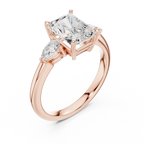 Radient Cut 2.50 CT Diamond Three Stone Wedding Ring VVS1 D Color