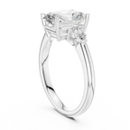 Radient Cut 2.50 CT Diamond Three Stone Wedding Ring VVS1 D Color