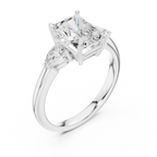 Radient Cut 2.50 CT Diamond Three Stone Wedding Ring VVS1 D Color