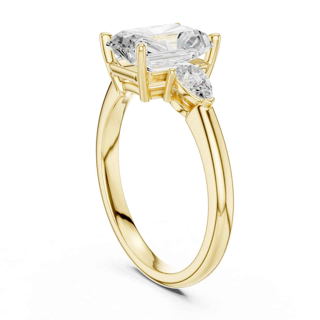 Radient Cut 2.50 CT Diamond Three Stone Wedding Ring VVS1 D Color
