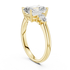 Radient Cut 2.50 CT Diamond Three Stone Wedding Ring VVS1 D Color