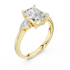 Radient Cut 2.50 CT Diamond Three Stone Wedding Ring VVS1 D Color