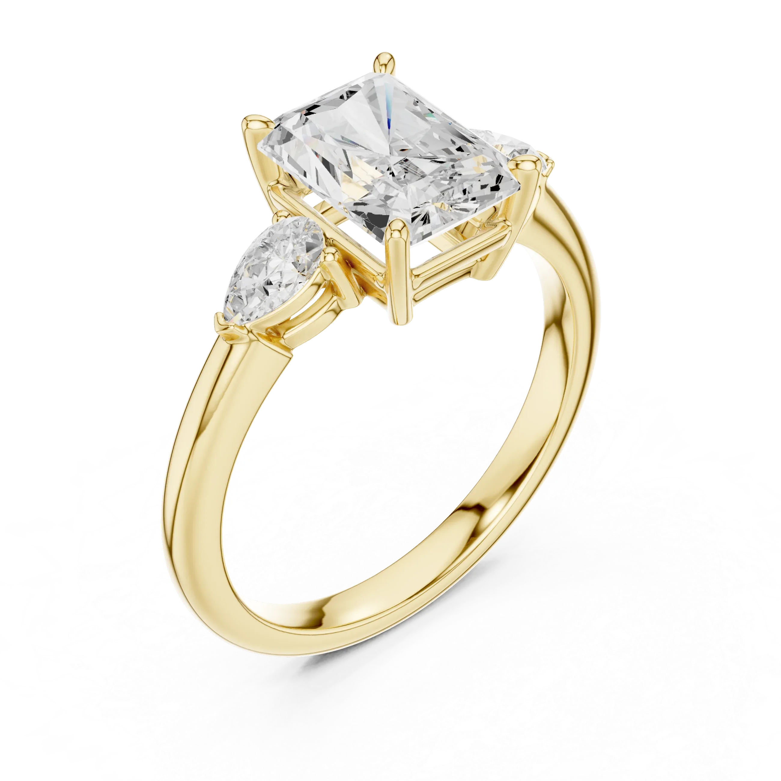 Radient Cut 2.50 CT Diamond Three Stone Wedding Ring VVS1 D Color