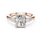 Radient Cut 2.50 CT Diamond Three Stone Wedding Ring VVS1 D Color