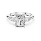 Radient Cut 2.50 CT Diamond Three Stone Wedding Ring VVS1 D Color