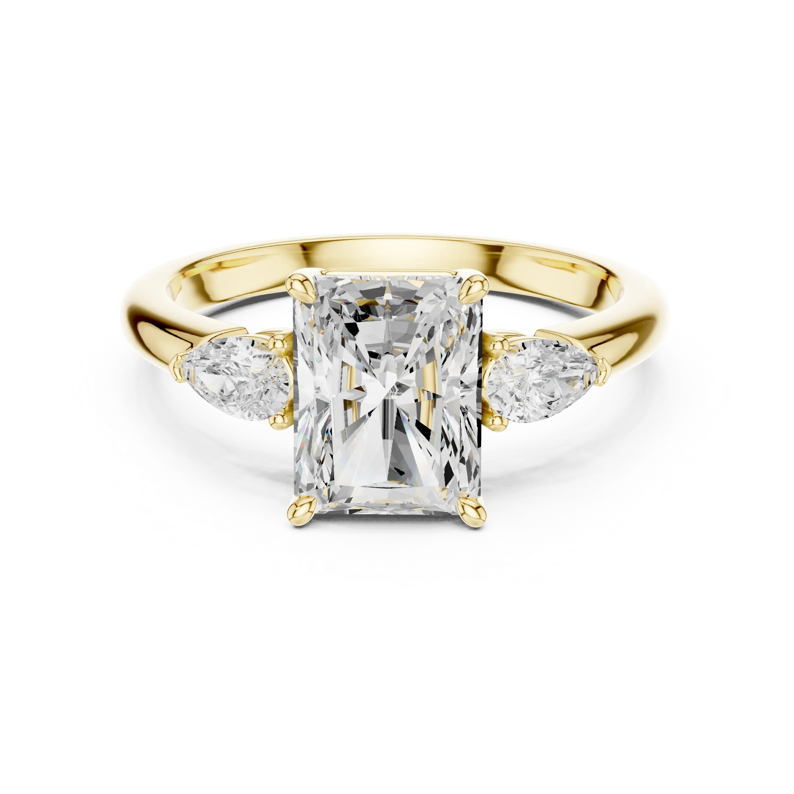 Radient Cut 2.50 CT Diamond Three Stone Wedding Ring VVS1 D Color