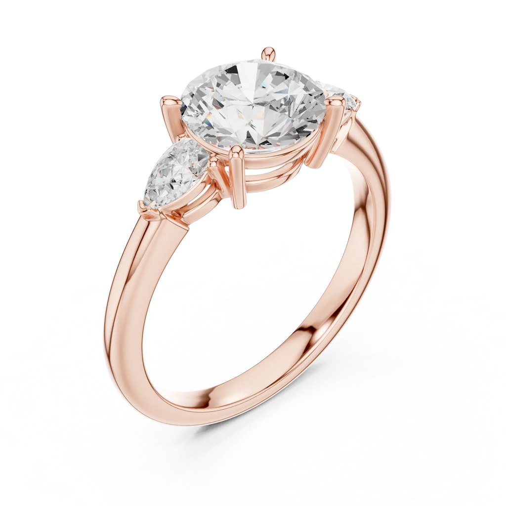 Round Cut 2.50 CT Diamond Three Stone Wedding Ring VVS1 D Color