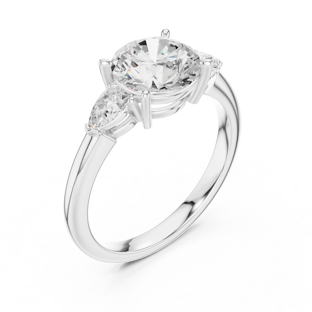 Round Cut 2.50 CT Diamond Three Stone Wedding Ring VVS1 D Color