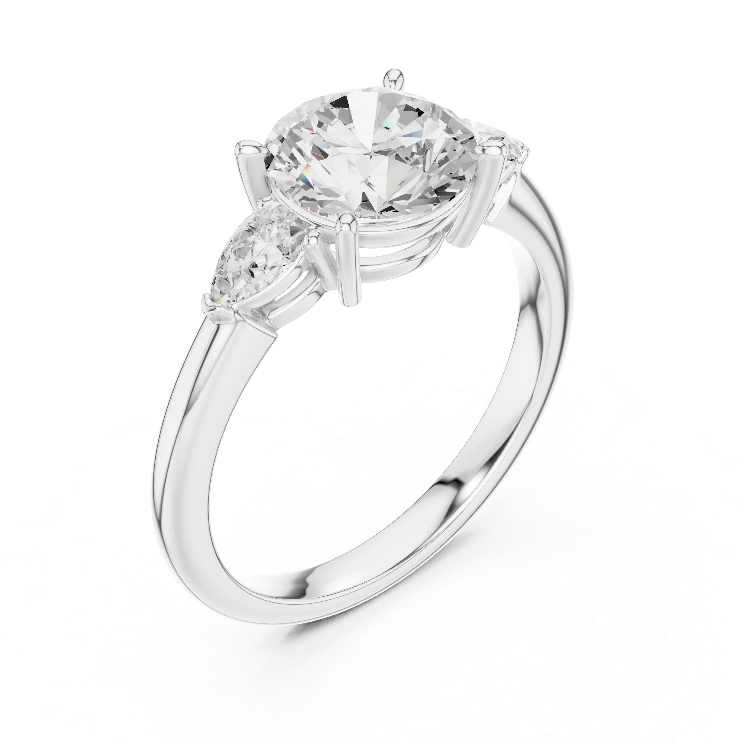 Round Cut 2.50 CT Diamond Three Stone Wedding Ring VVS1 D Color