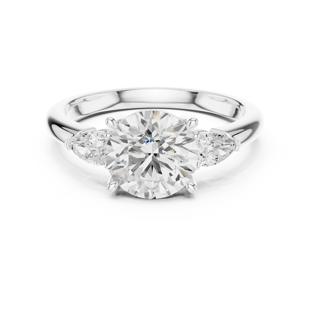 Round Cut 2.50 CT Diamond Three Stone Wedding Ring VVS1 D Color