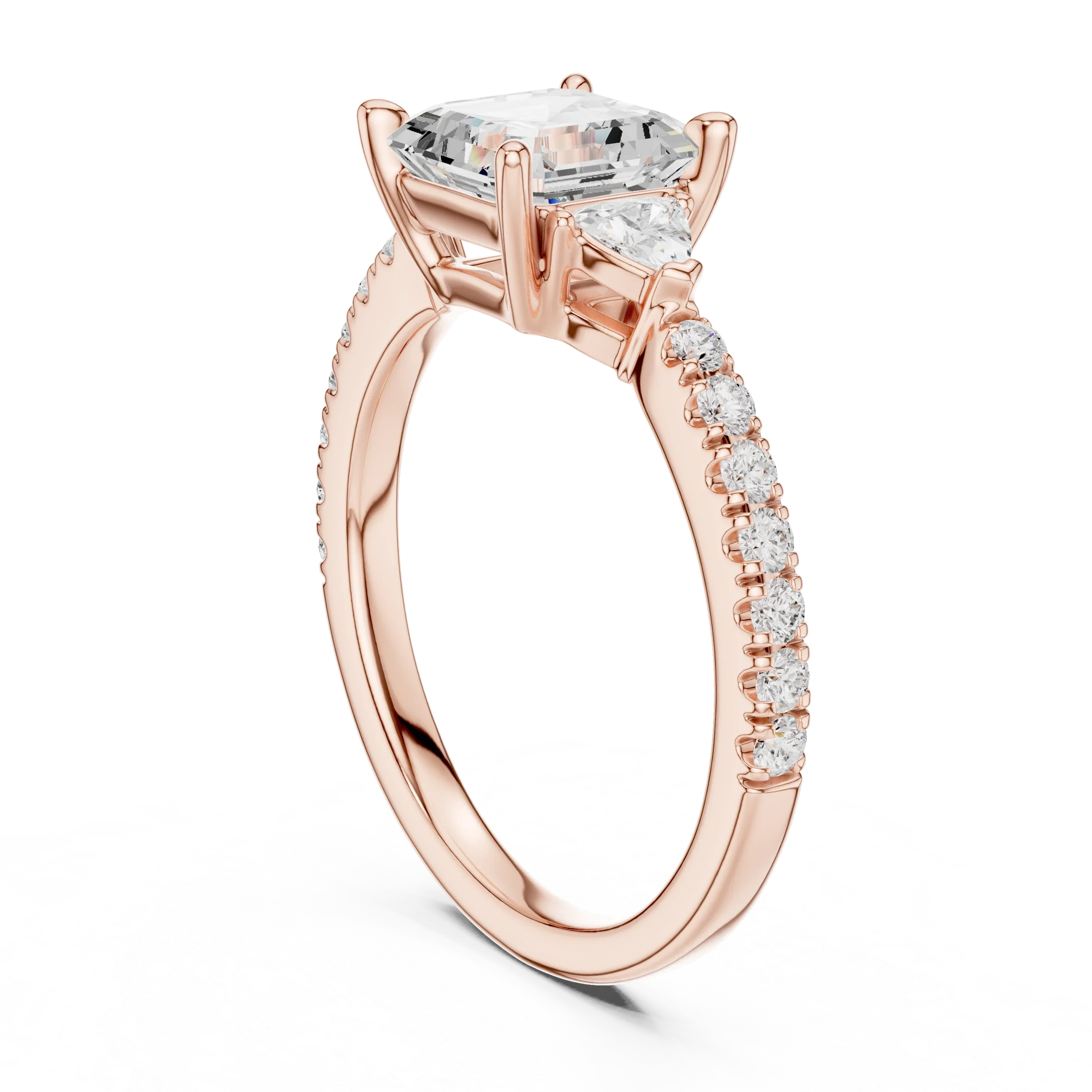 1.96 CT D Color VVS1 Asscher Cut Diamond Ring in 14K Yellow Gold