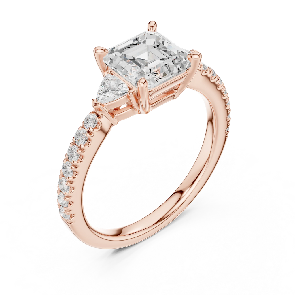 1.96 CT D Color VVS1 Asscher Cut Diamond Ring in 14K Yellow Gold