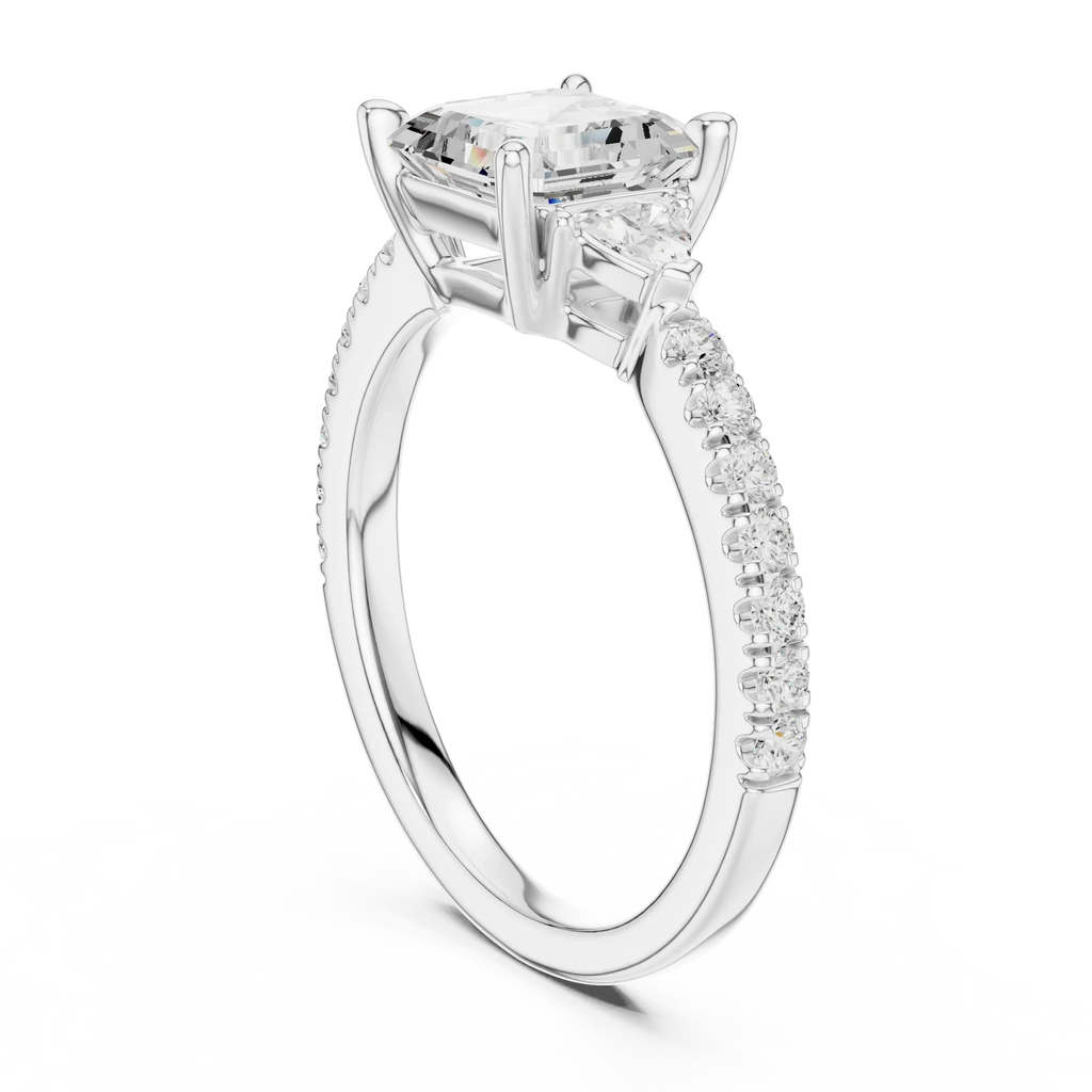 1.96 CT D Color VVS1 Asscher Cut Diamond Ring in 14K Yellow Gold