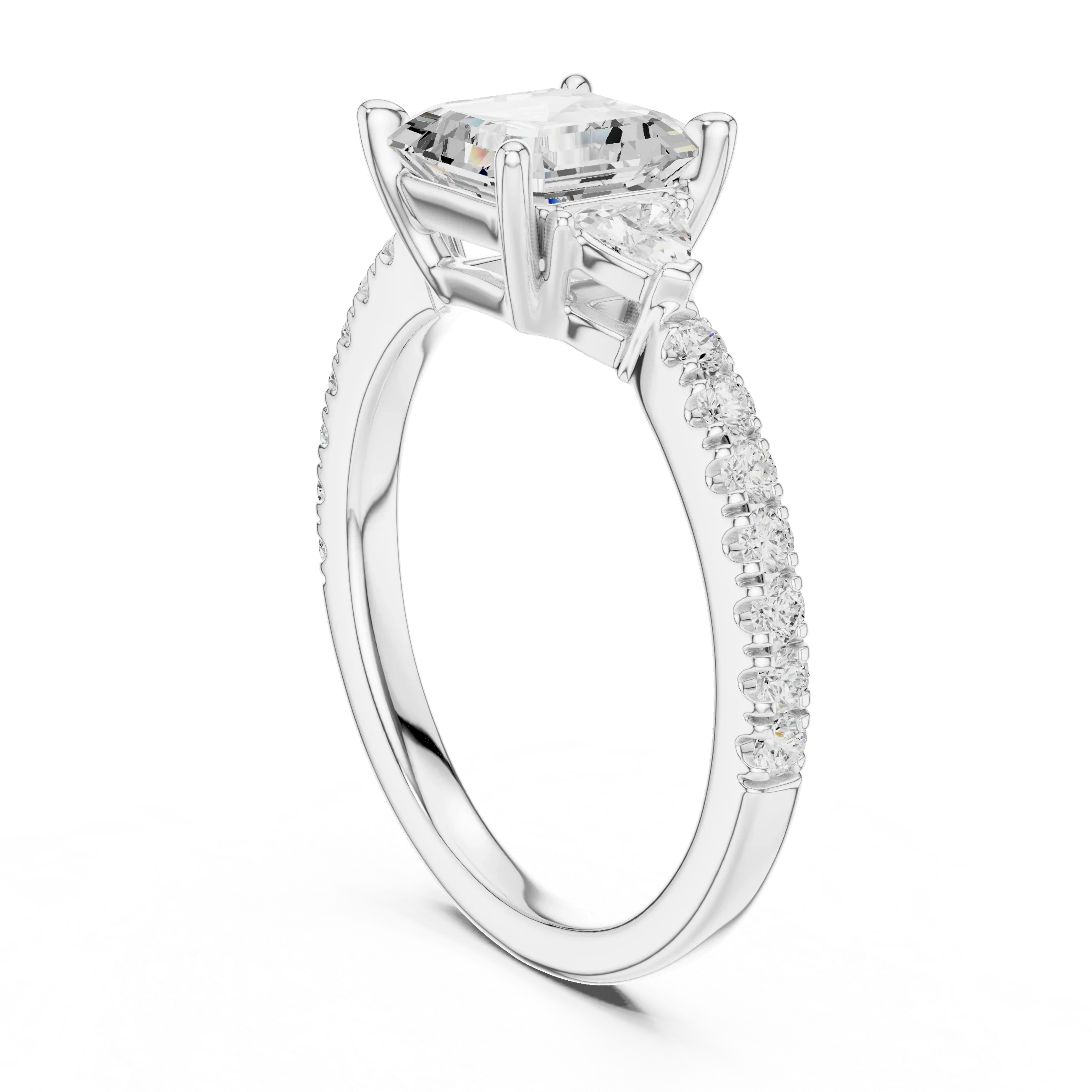 1.96 CT D Color VVS1 Asscher Cut Diamond Ring in 14K Yellow Gold