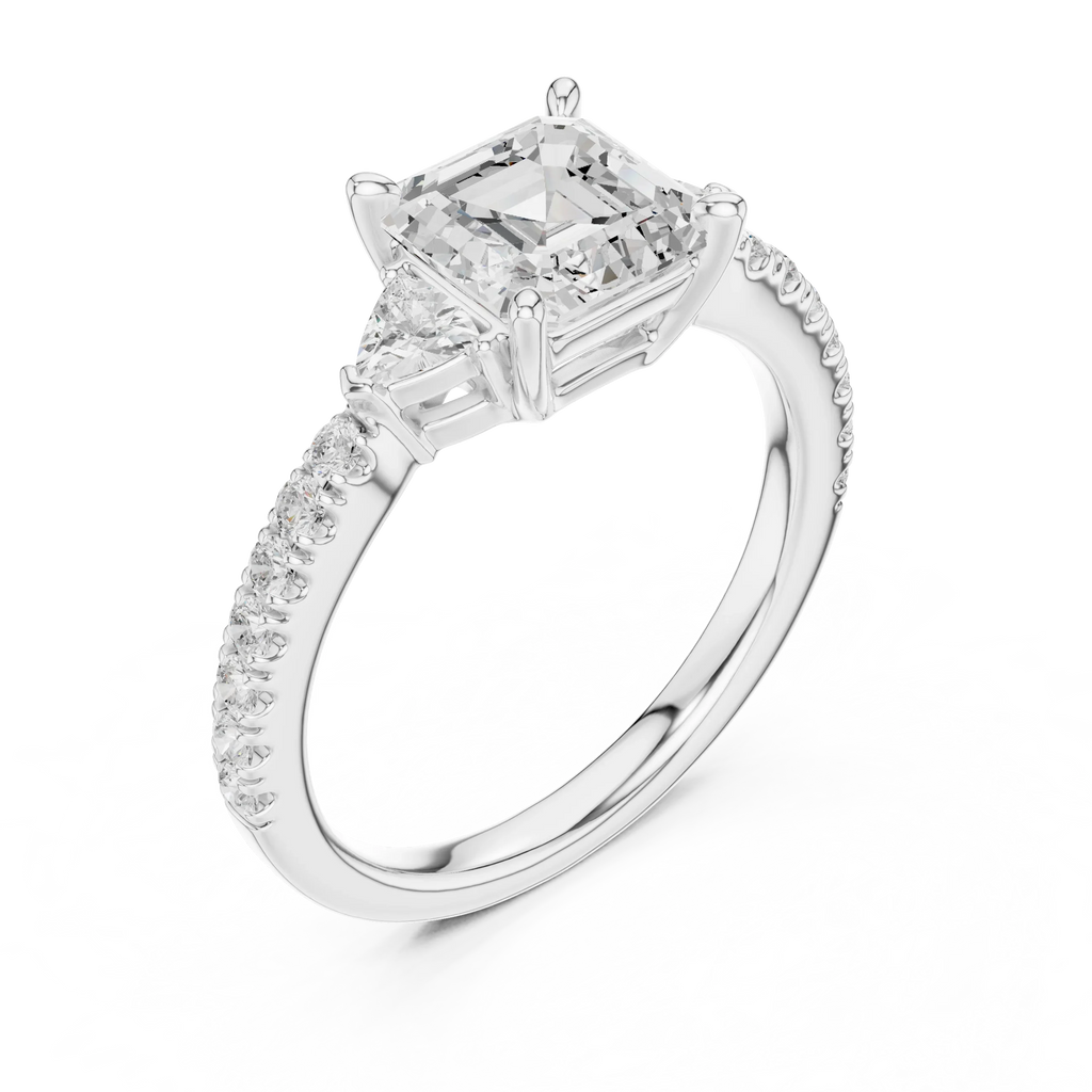 1.96 CT D Color VVS1 Asscher Cut Diamond Ring in 14K Yellow Gold