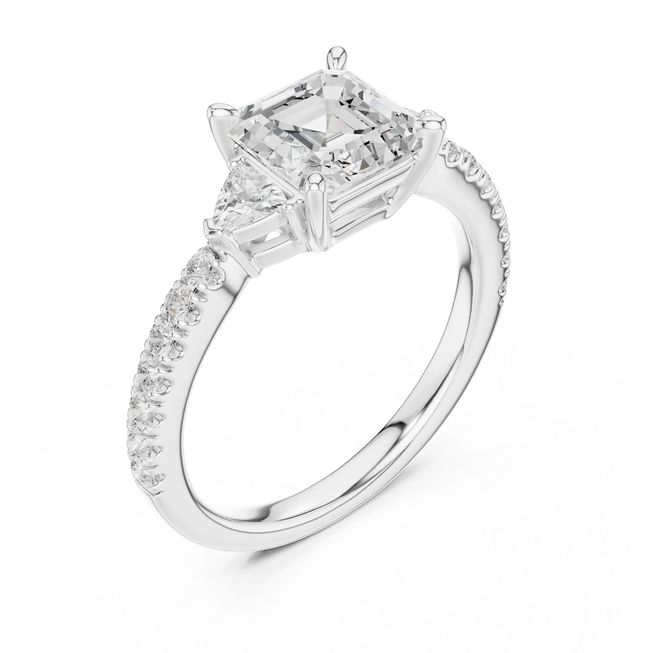 1.96 CT D Color VVS1 Asscher Cut Diamond Ring in 14K Yellow Gold