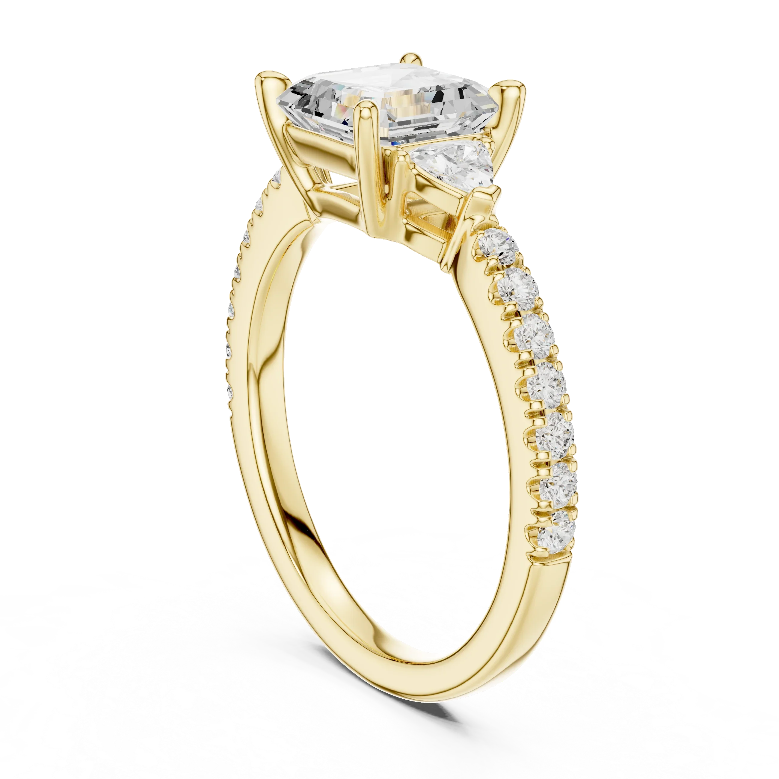 1.96 CT D Color VVS1 Asscher Cut Diamond Ring in 14K Yellow Gold