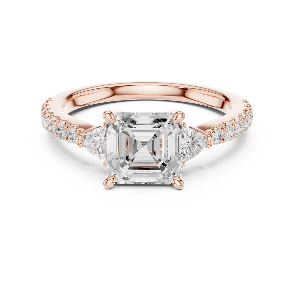 1.96 CT D Color VVS1 Asscher Cut Diamond Ring in 14K Yellow Gold