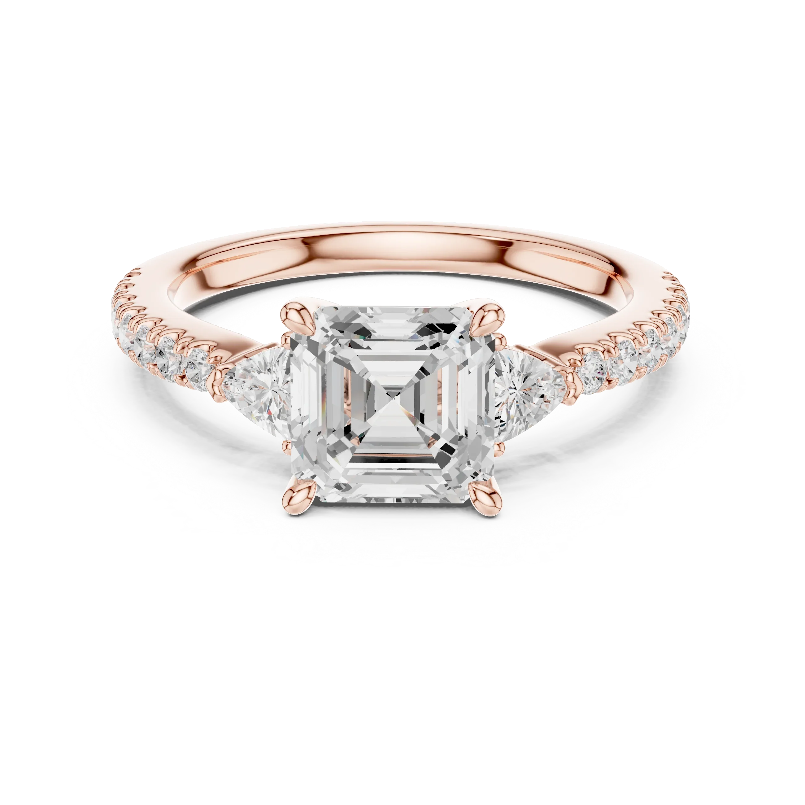 1.96 CT D Color VVS1 Asscher Cut Diamond Ring in 14K Yellow Gold