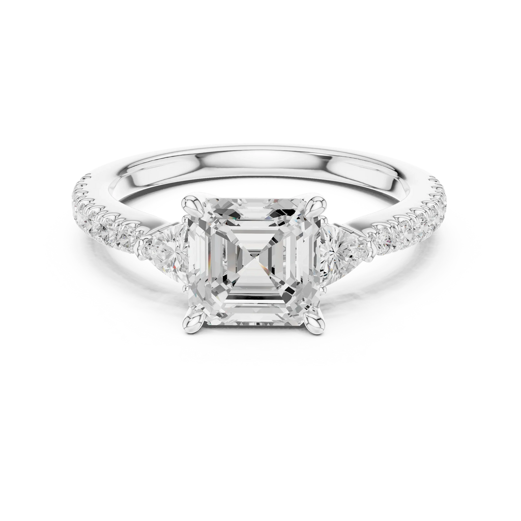1.96 CT D Color VVS1 Asscher Cut Diamond Ring in 14K Yellow Gold