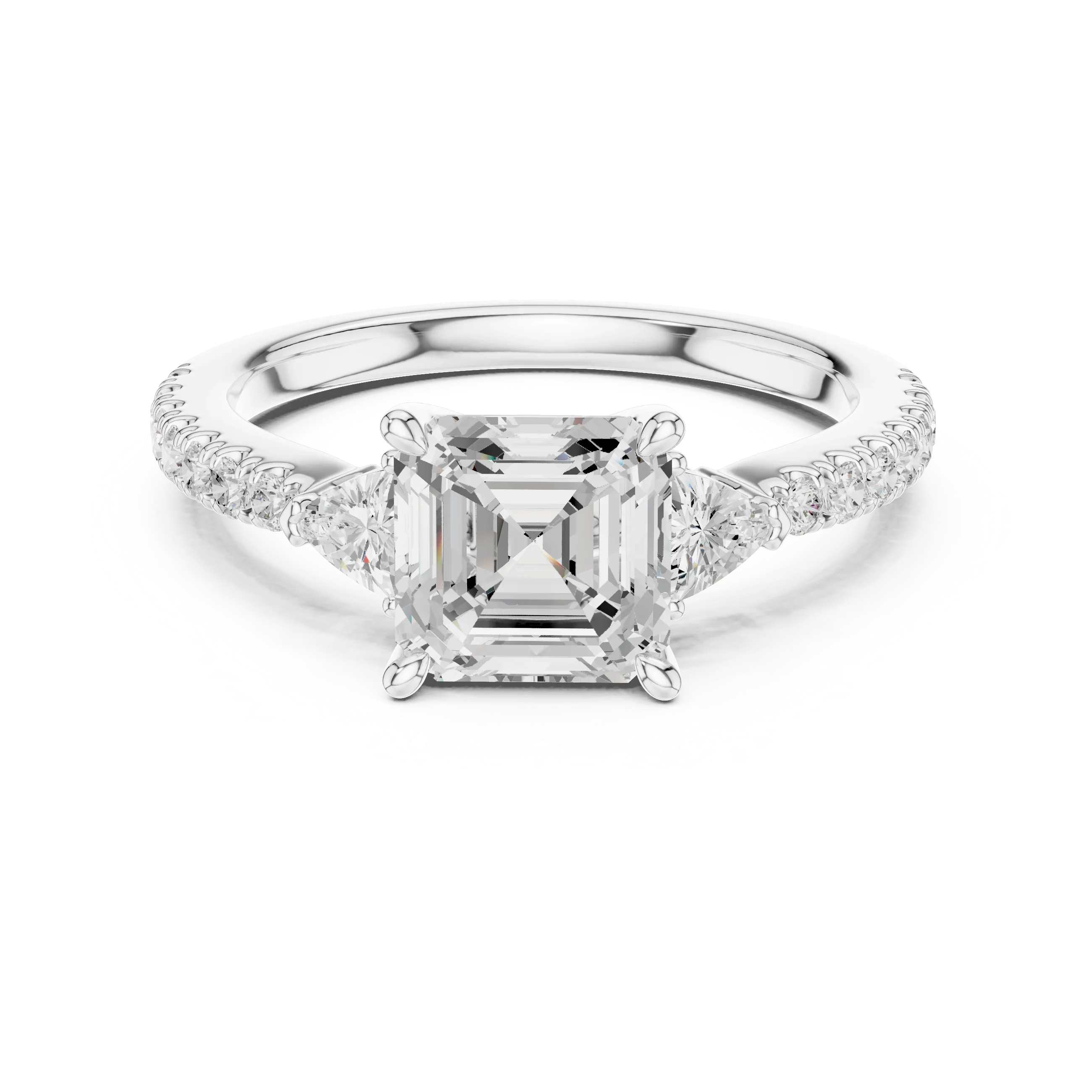1.96 CT D Color VVS1 Asscher Cut Diamond Ring in 14K Yellow Gold