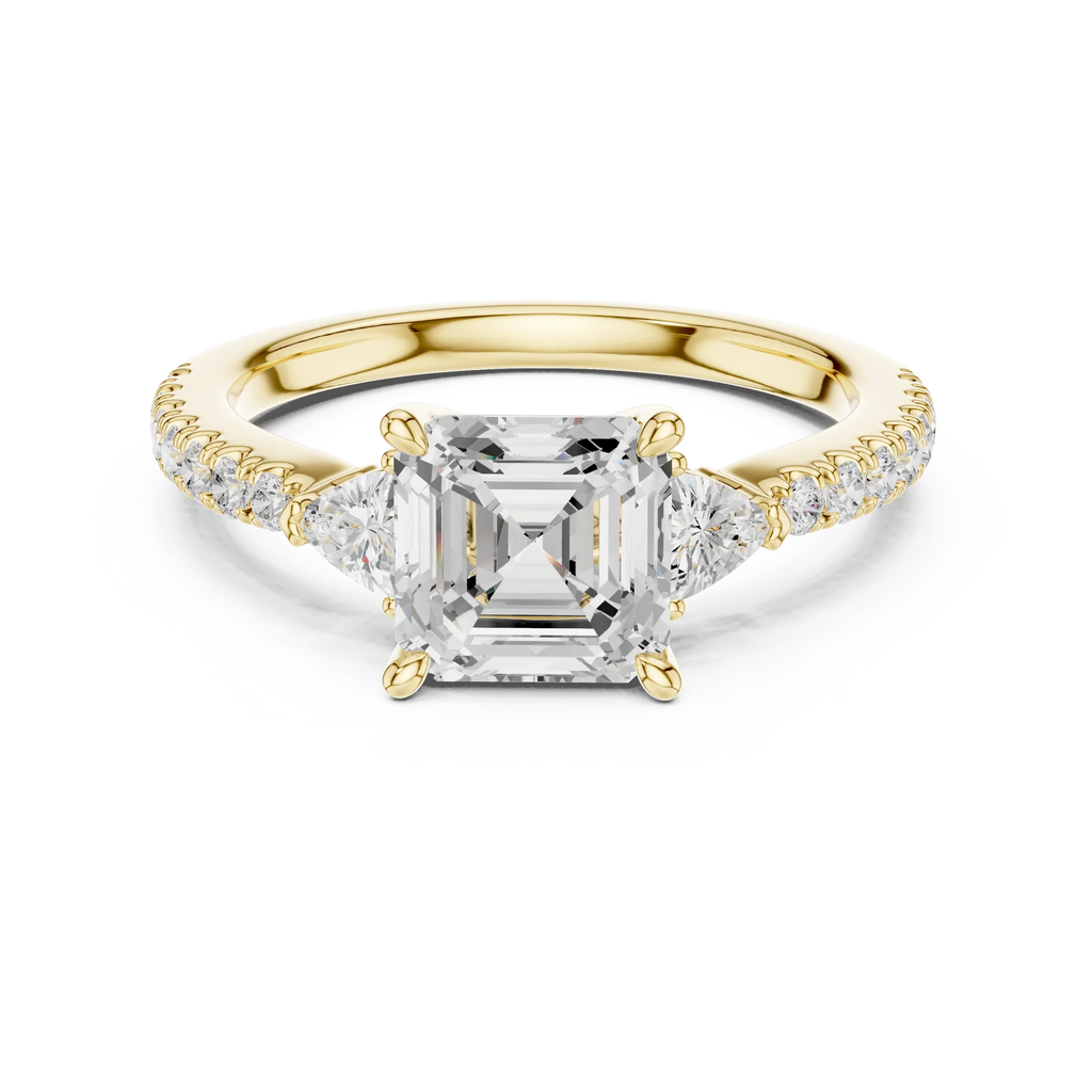 1.96 CT D Color VVS1 Asscher Cut Diamond Ring in 14K Yellow Gold