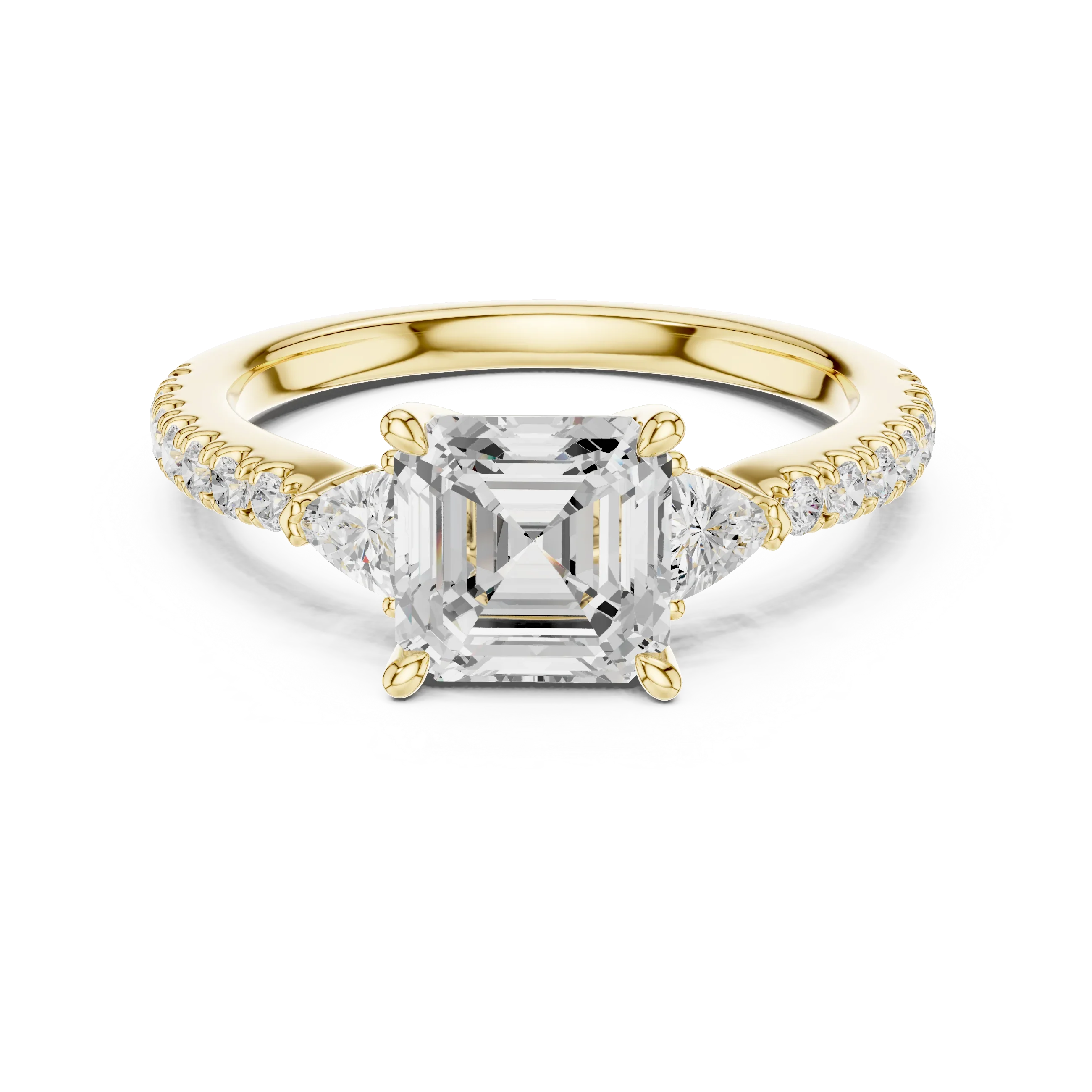 1.96 CT D Color VVS1 Asscher Cut Diamond Ring in 14K Yellow Gold