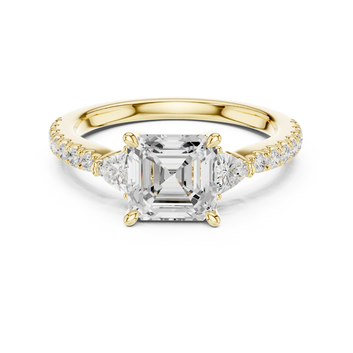 1.96 CT D Color VVS1 Asscher Cut Diamond Ring in 14K Yellow Gold