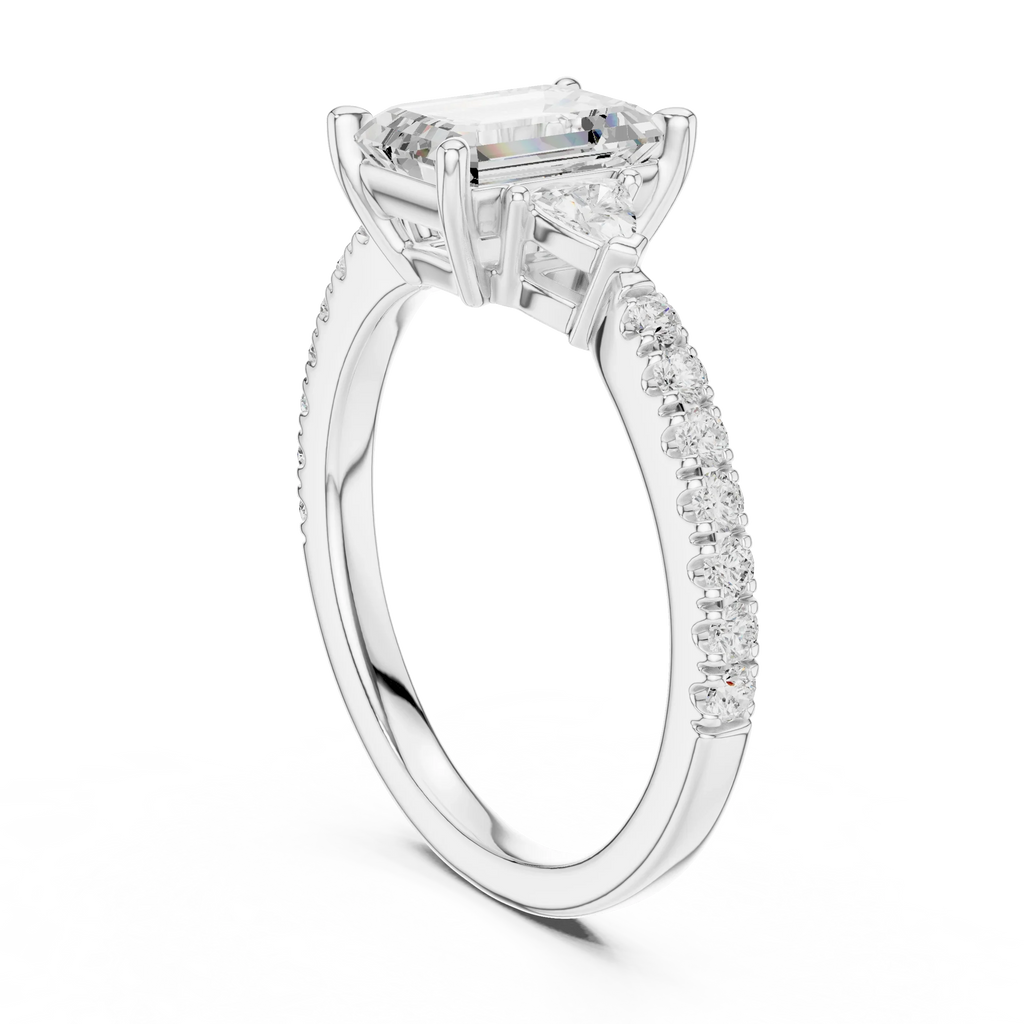 1.96 CT D Color VVS1 Emerald Cut Diamond Ring in 14K Yellow Gold