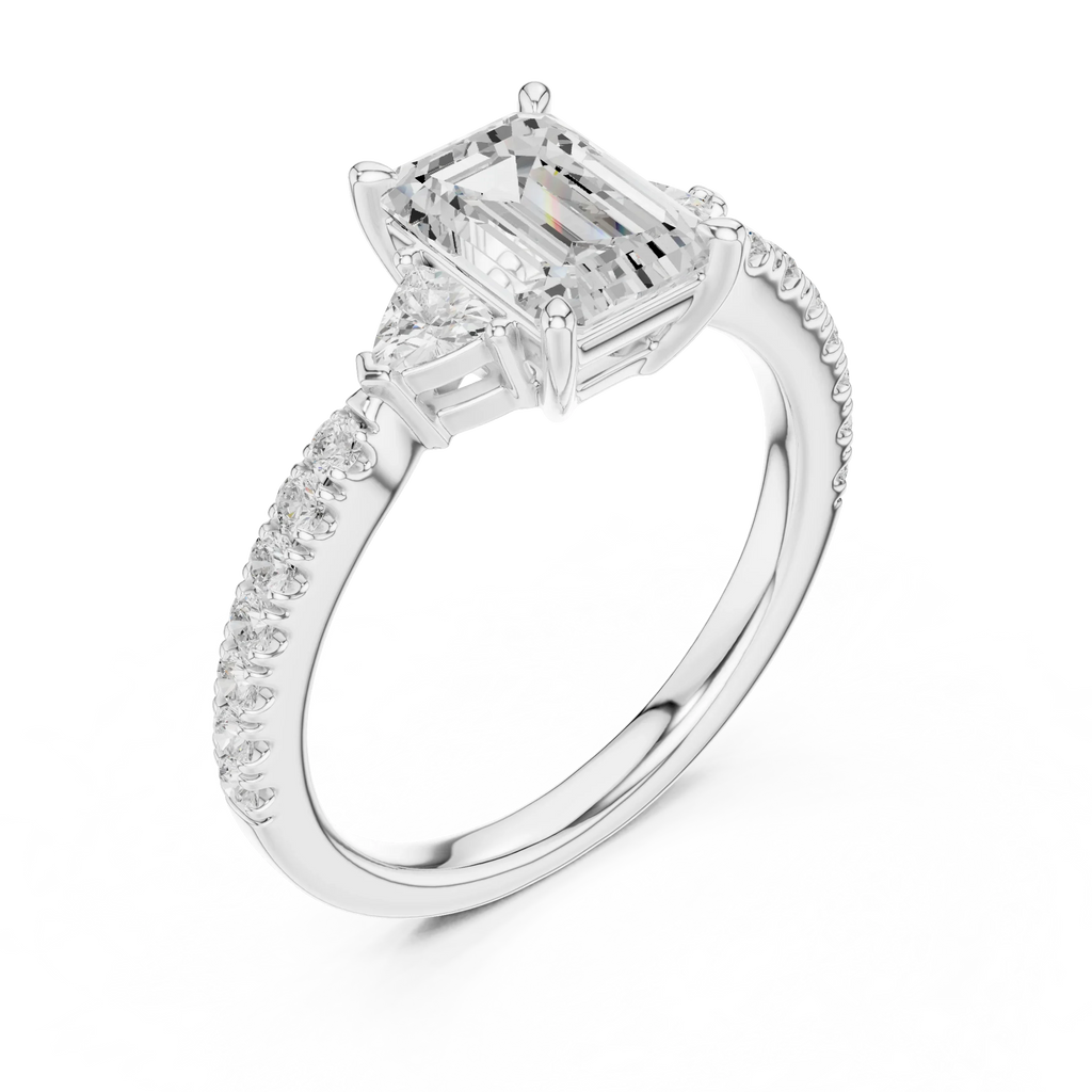 1.96 CT D Color VVS1 Emerald Cut Diamond Ring in 14K Yellow Gold