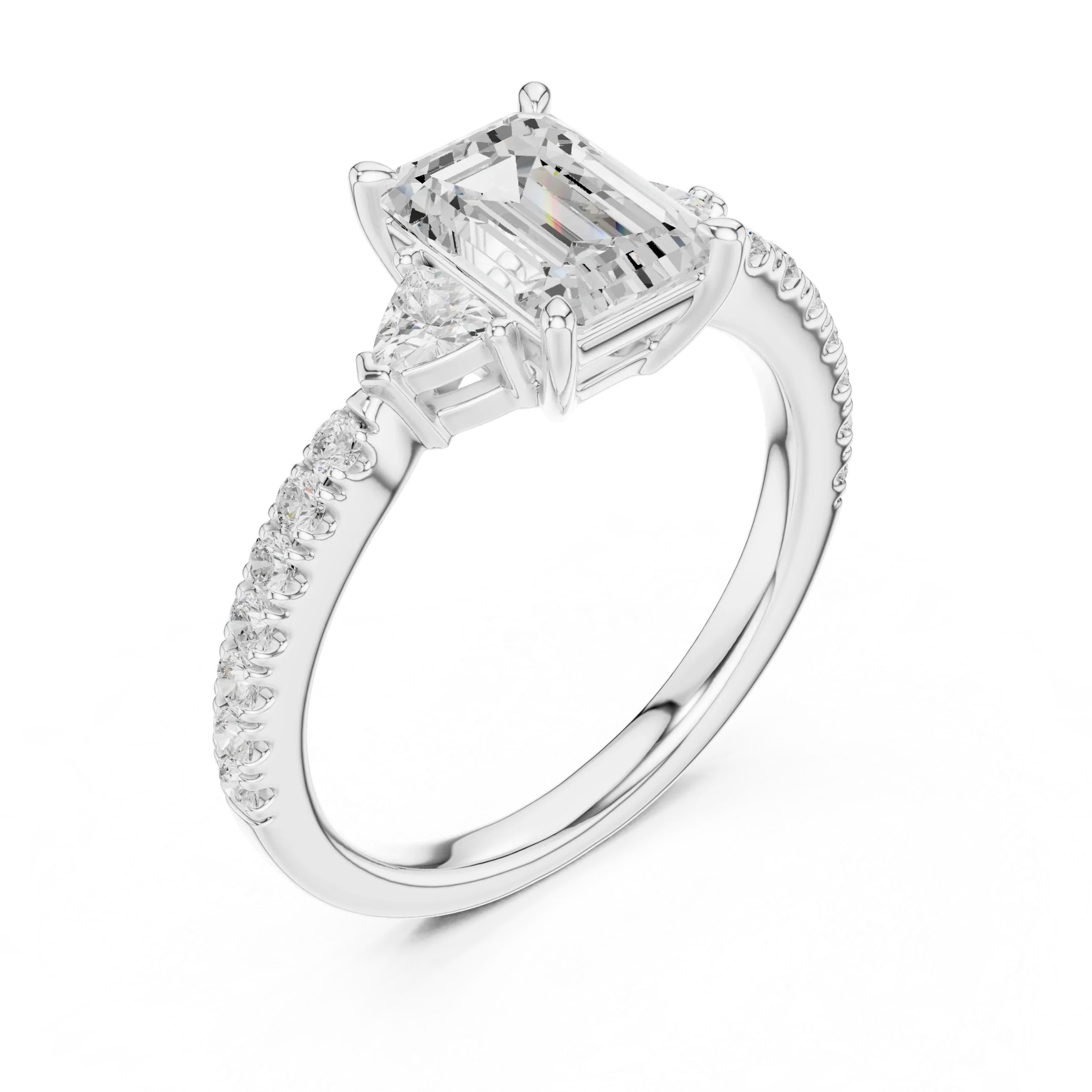 1.96 CT D Color VVS1 Emerald Cut Diamond Ring in 14K Yellow Gold