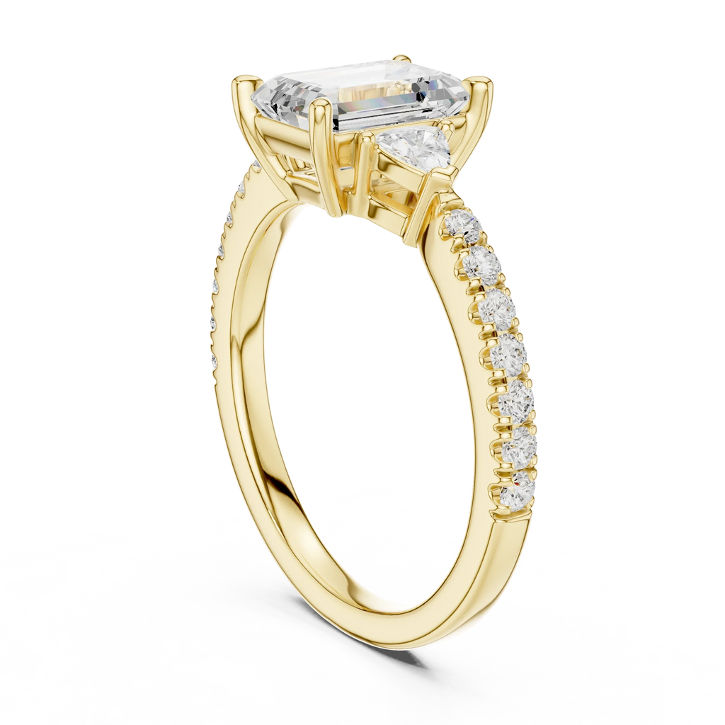 1.96 CT D Color VVS1 Emerald Cut Diamond Ring in 14K Yellow Gold