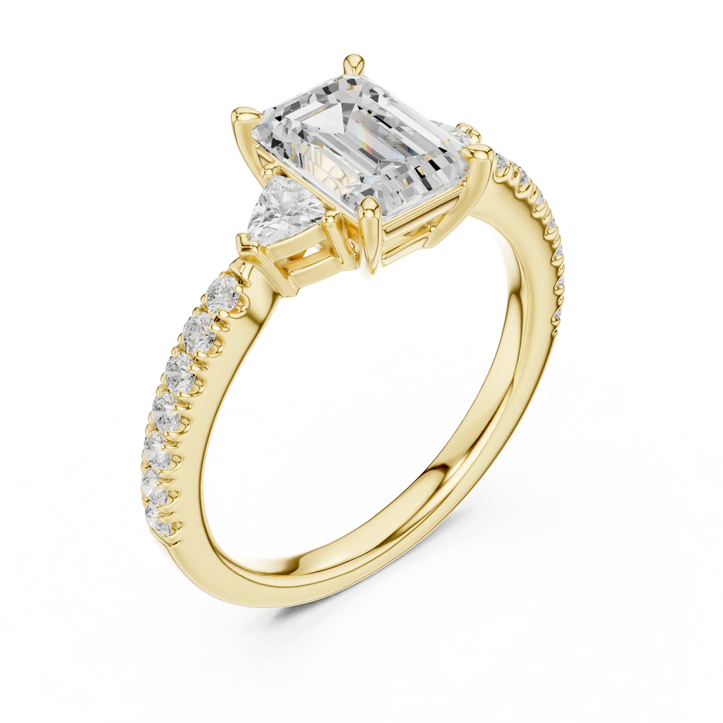 1.96 CT D Color VVS1 Emerald Cut Diamond Ring in 14K Yellow Gold