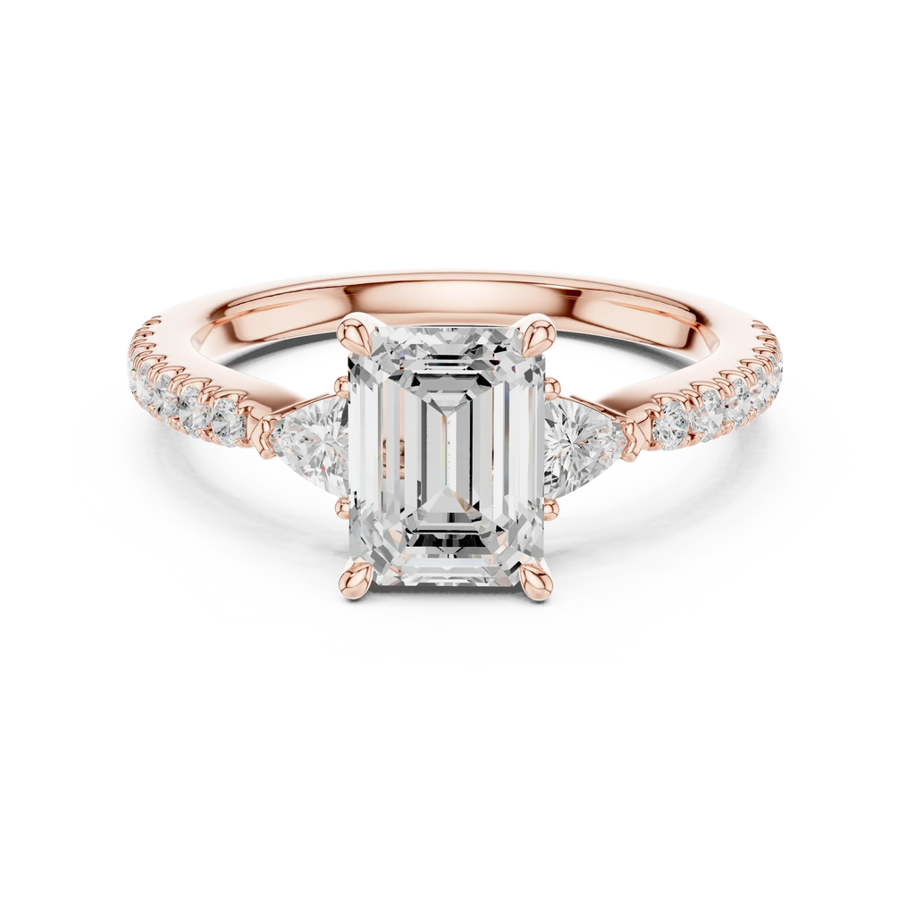 1.96 CT D Color VVS1 Emerald Cut Diamond Ring in 14K Yellow Gold