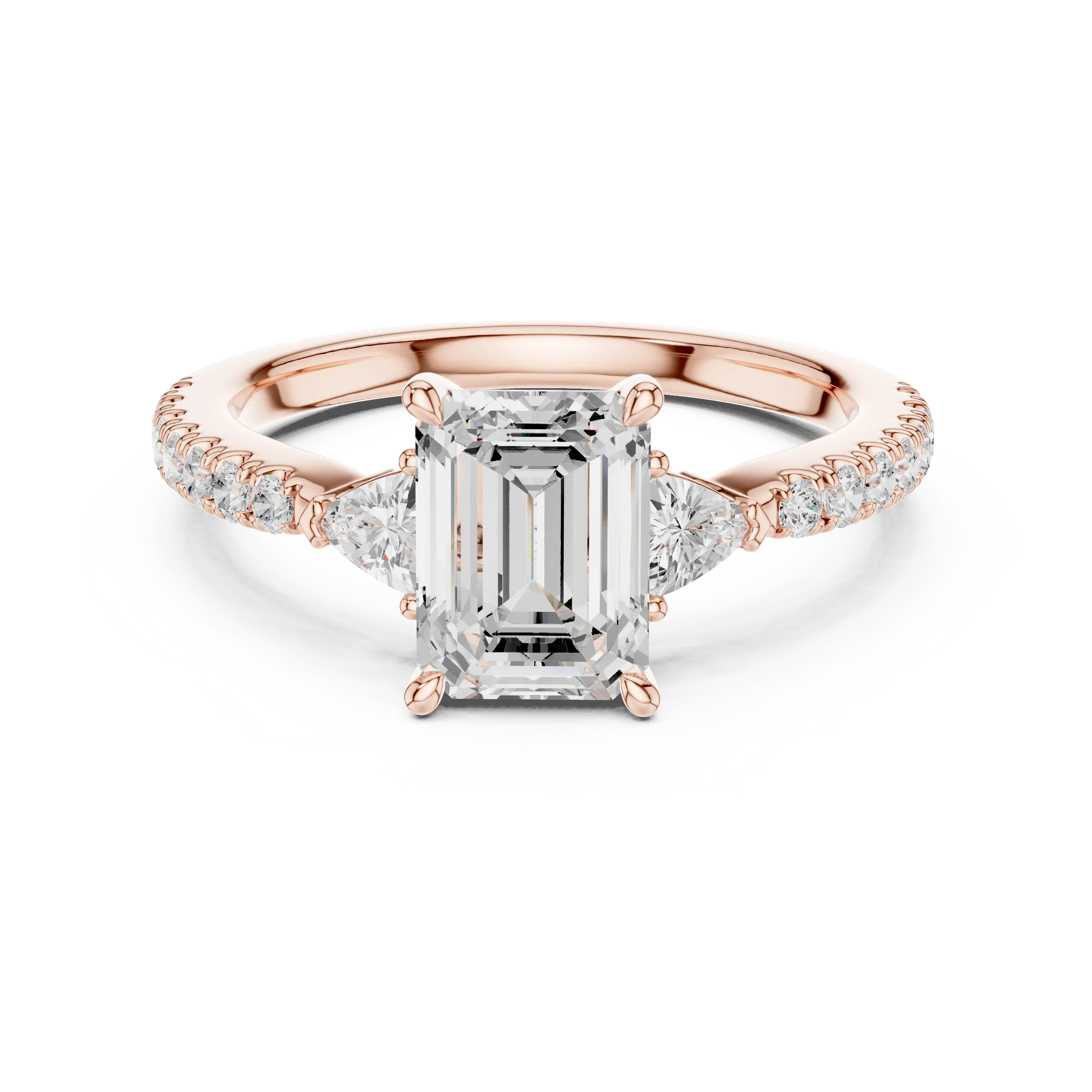 1.96 CT D Color VVS1 Emerald Cut Diamond Ring in 14K Yellow Gold