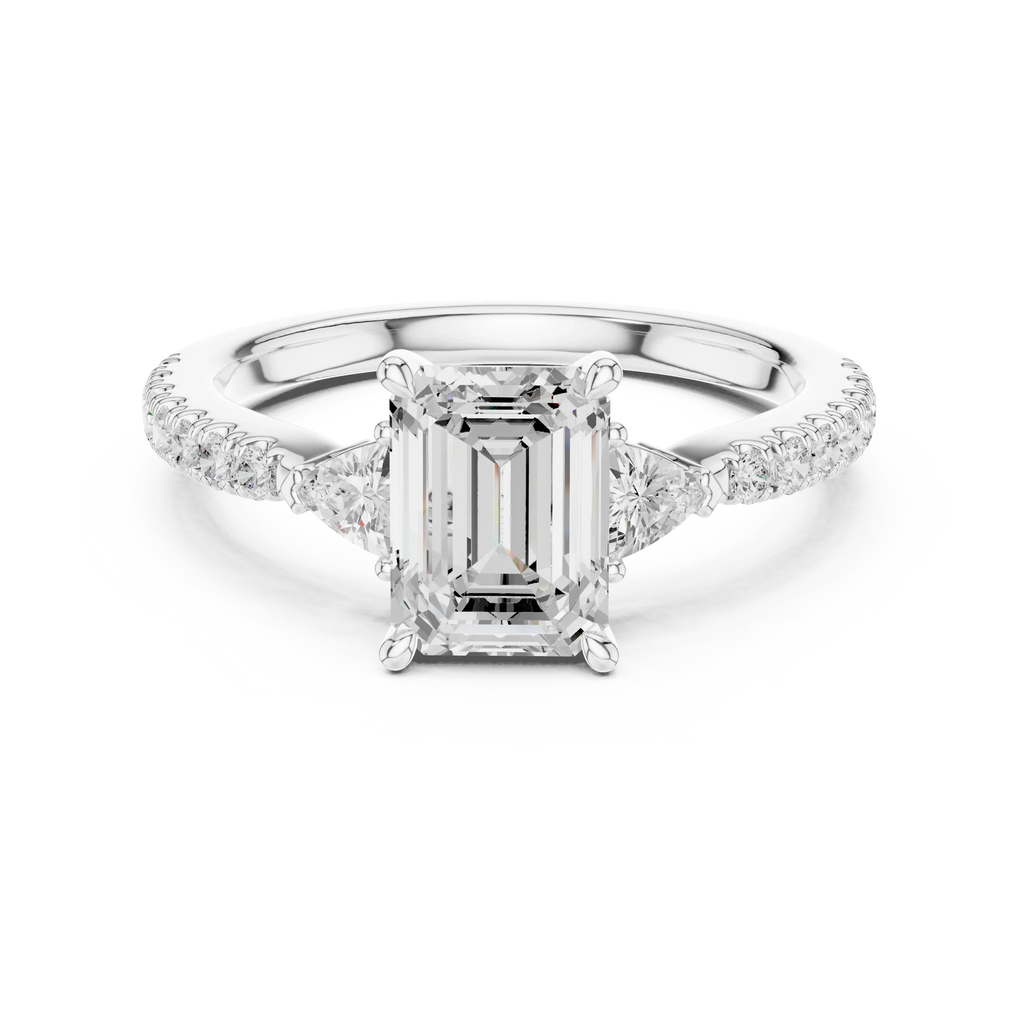1.96 CT D Color VVS1 Emerald Cut Diamond Ring in 14K Yellow Gold
