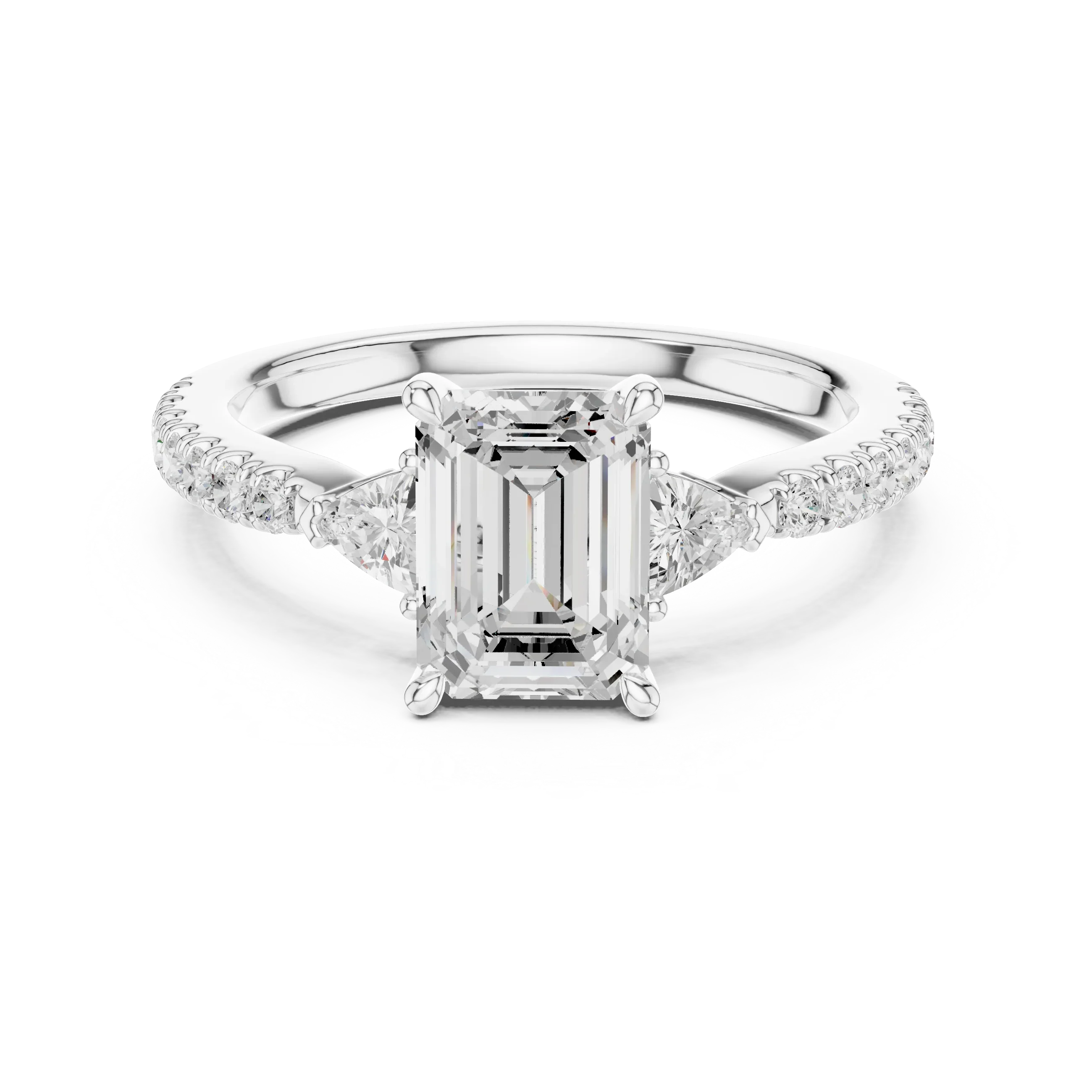 1.96 CT D Color VVS1 Emerald Cut Diamond Ring in 14K Yellow Gold