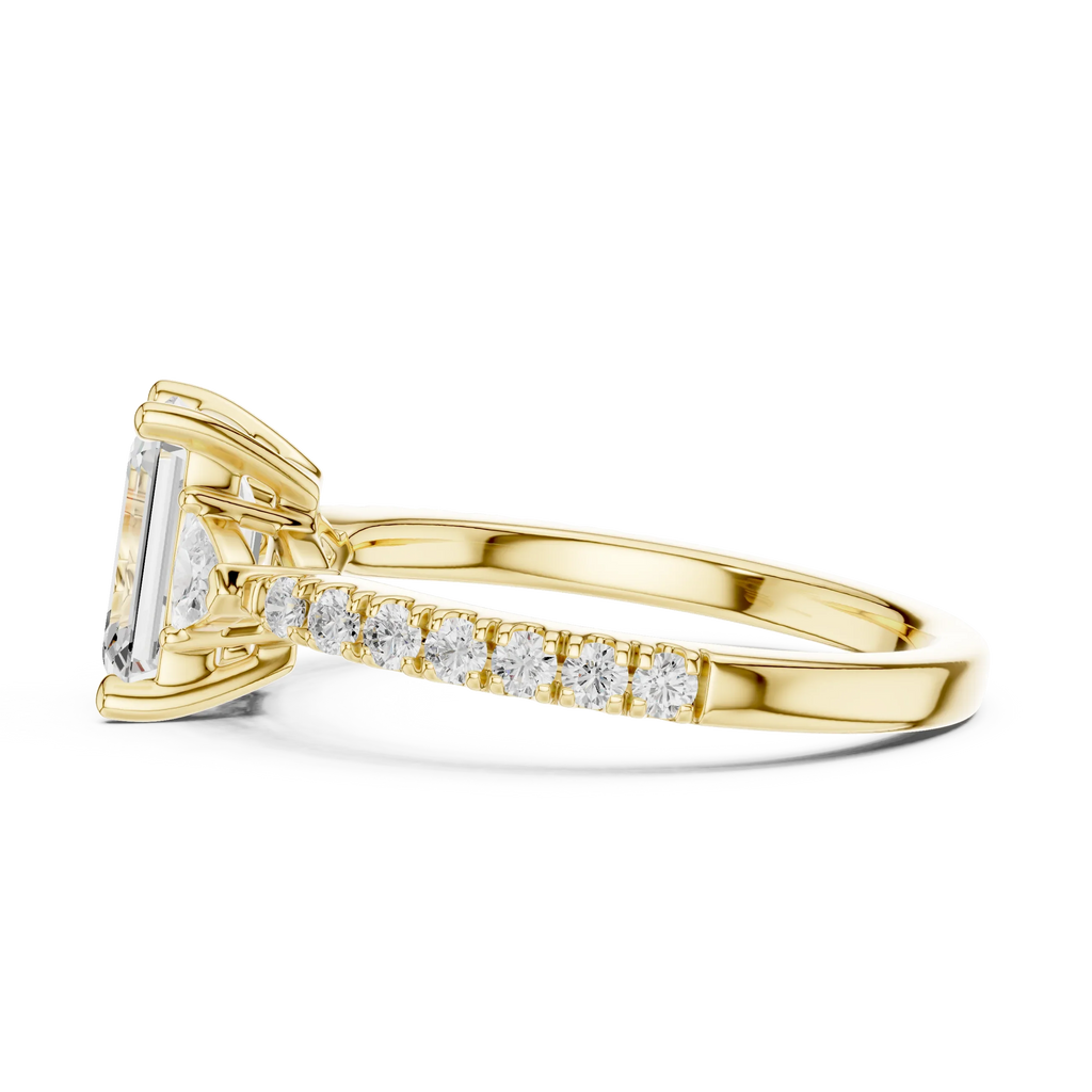 1.96 CT D Color VVS1 Emerald Cut Diamond Ring in 14K Yellow Gold