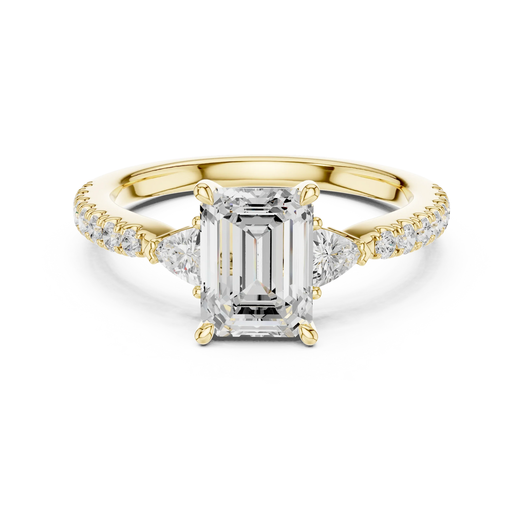 1.96 CT D Color VVS1 Emerald Cut Diamond Ring in 14K Yellow Gold