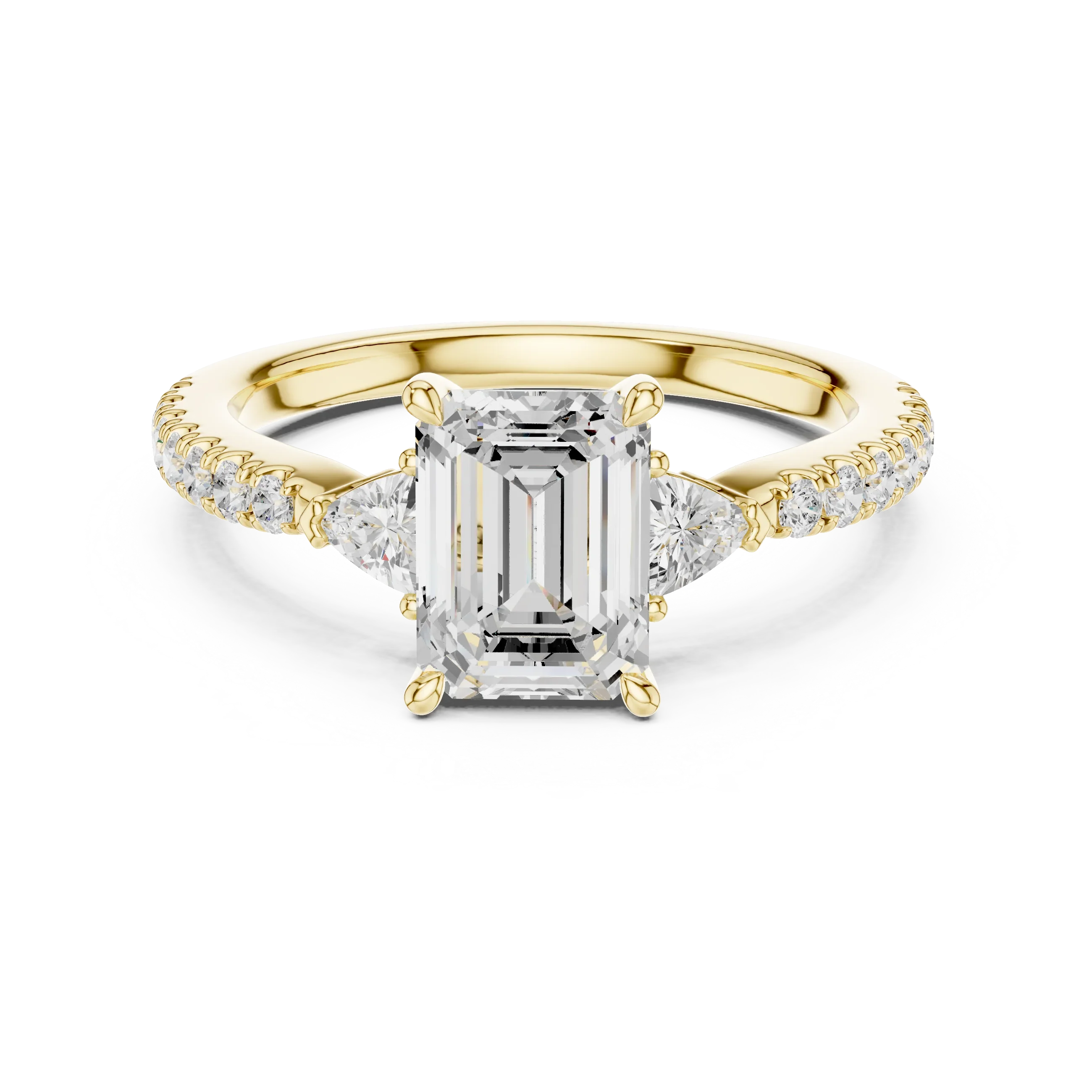1.96 CT D Color VVS1 Emerald Cut Diamond Ring in 14K Yellow Gold