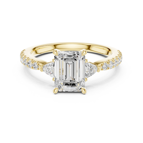 1.96 CT D Color VVS1 Emerald Cut Diamond Ring in 14K Yellow Gold