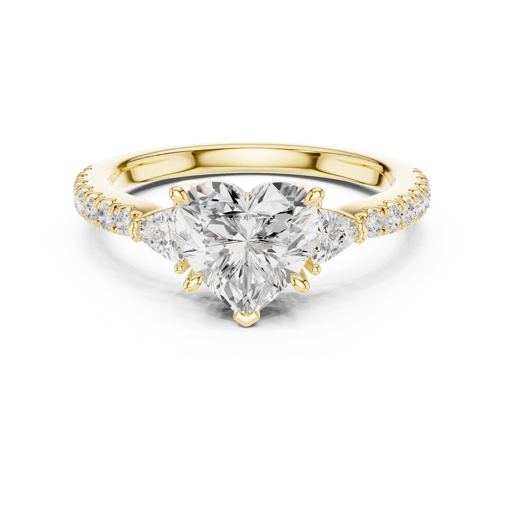 1.96 CT D Color VVS1 Heart Cut Diamond Ring in 14K Yellow Gold
