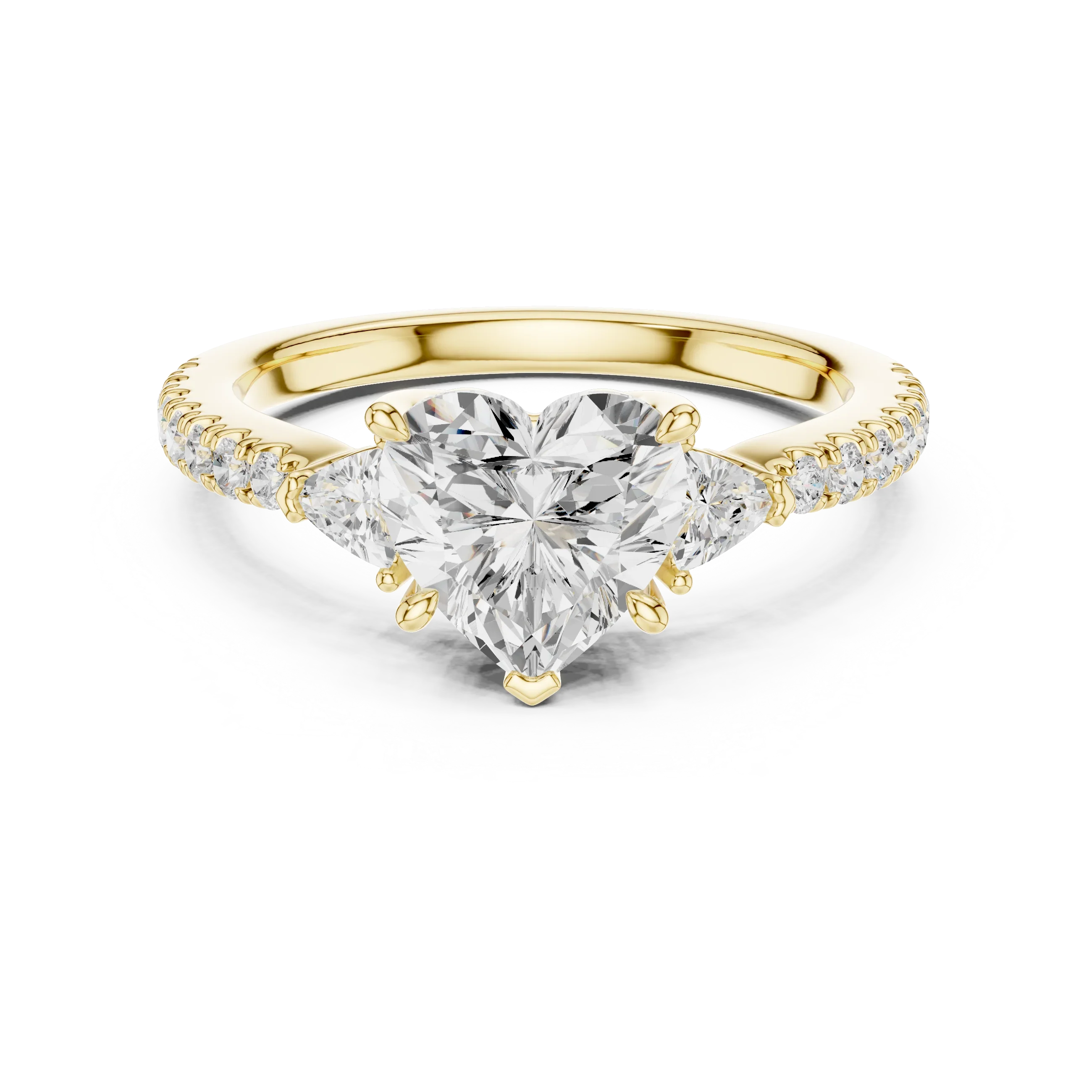 1.96 CT D Color VVS1 Heart Cut Diamond Ring in 14K Yellow Gold